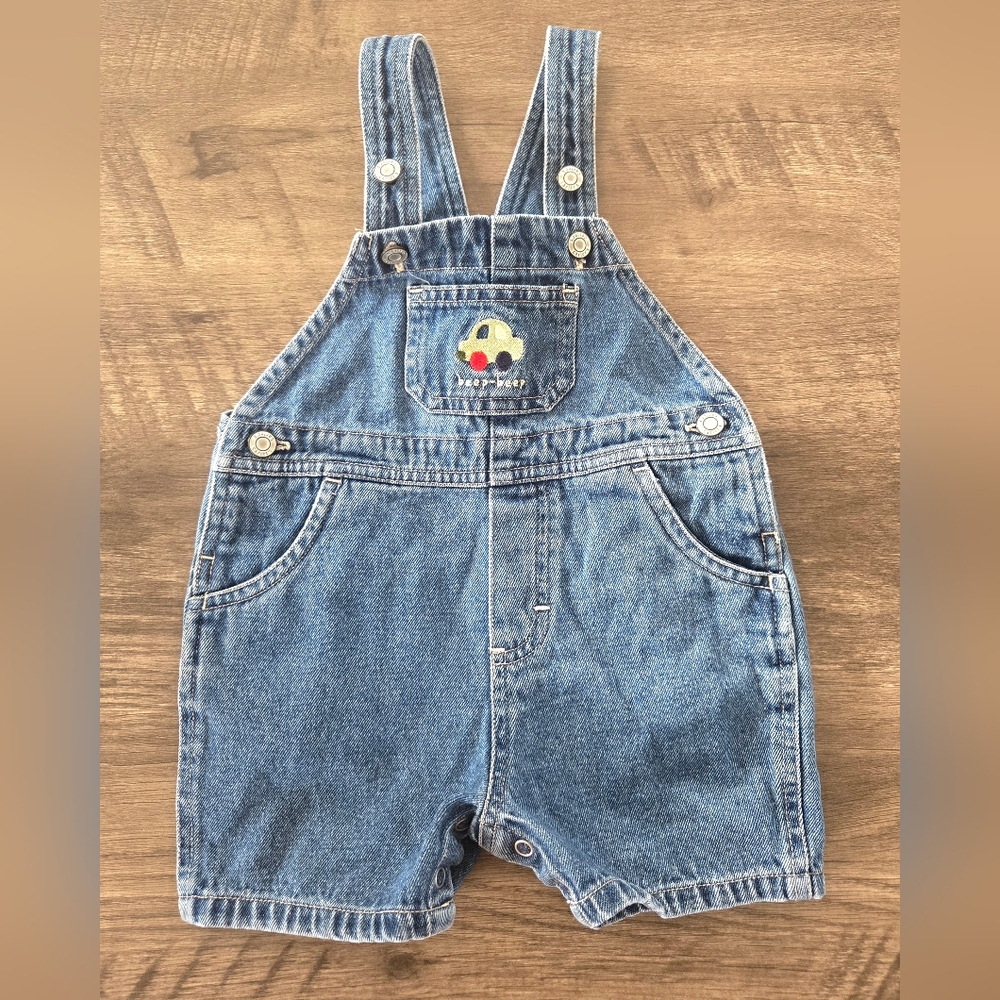Carter's Vintage Y2K Boy's Denim Car Shortall Overalls Size 12-18 Months